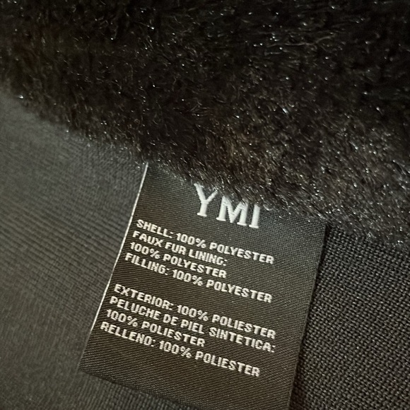 YMI Quilted Black and Tan Fur Lined Jacket Gold Accents - Picture 16 of 17